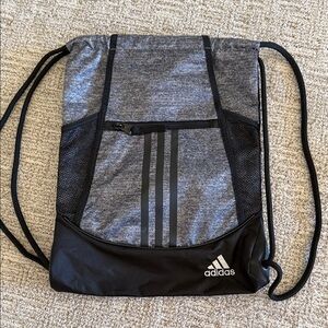 Adidas Gray and Black Drawstring Bag